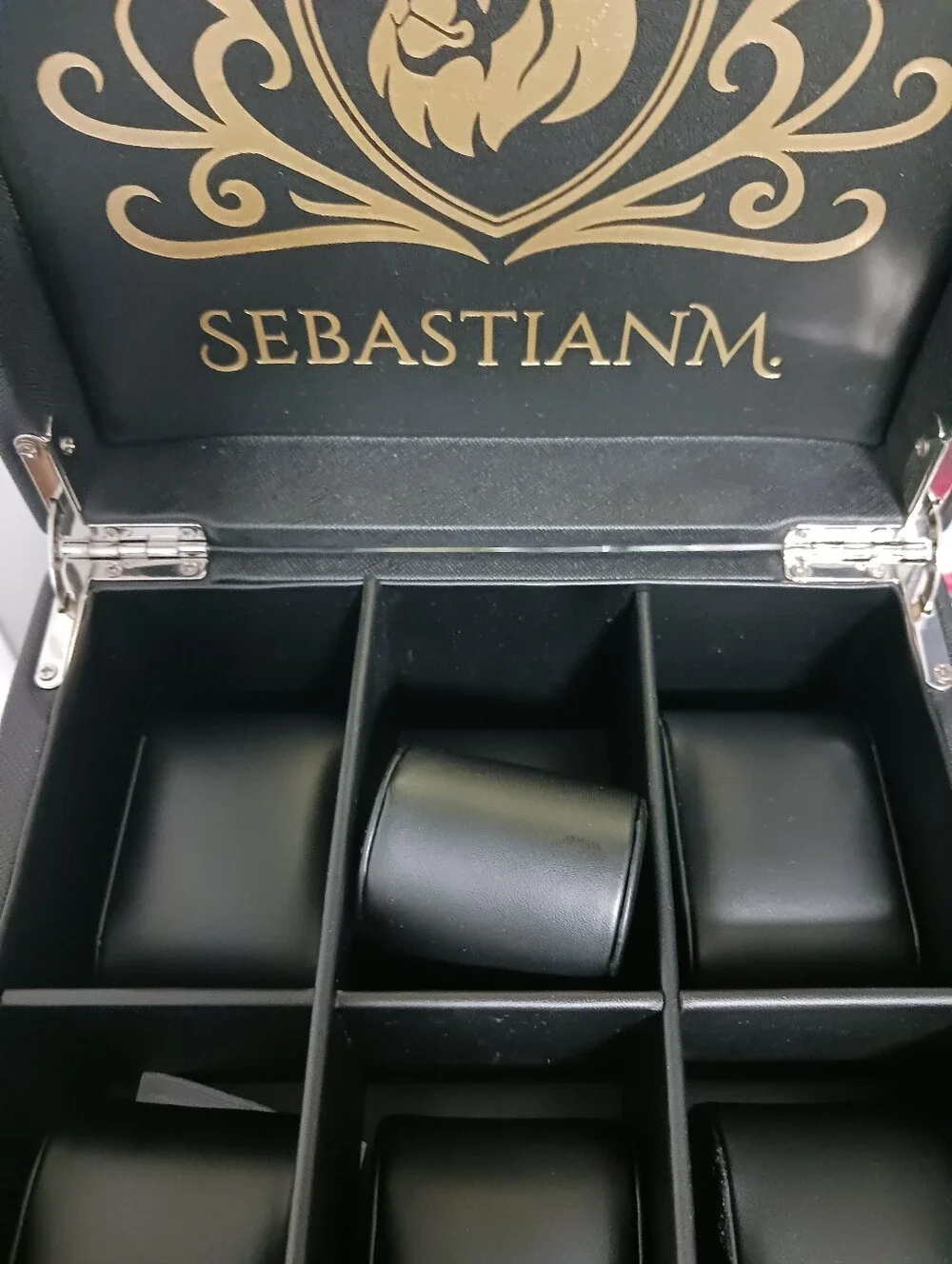 Sebastian M Watch Holder Box Black Textured Leatherette Magnetic Clasp New Other